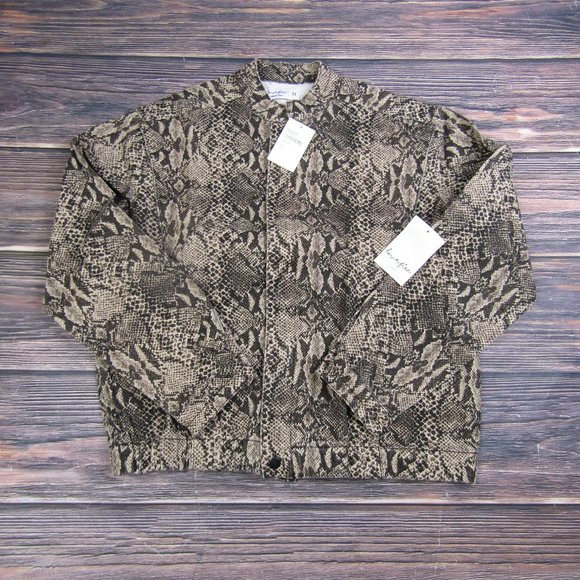 Lovefire NWT NEW Womens Medium Python Twill Full Zip High Neck Bomber Jacket - Picture 1 of 9